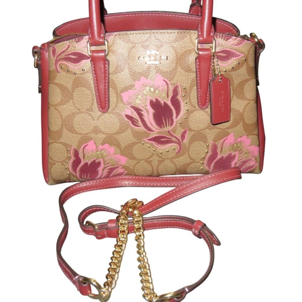 Coach Sage Mini Carryall In Signature Coated Canvas Desert Tulip Print Flocking